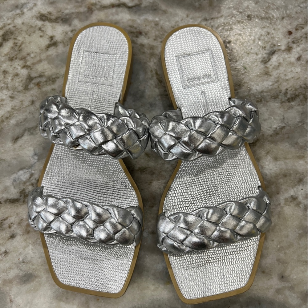 Dolce Vita Silver Braided Two Strap Sandals Size 6